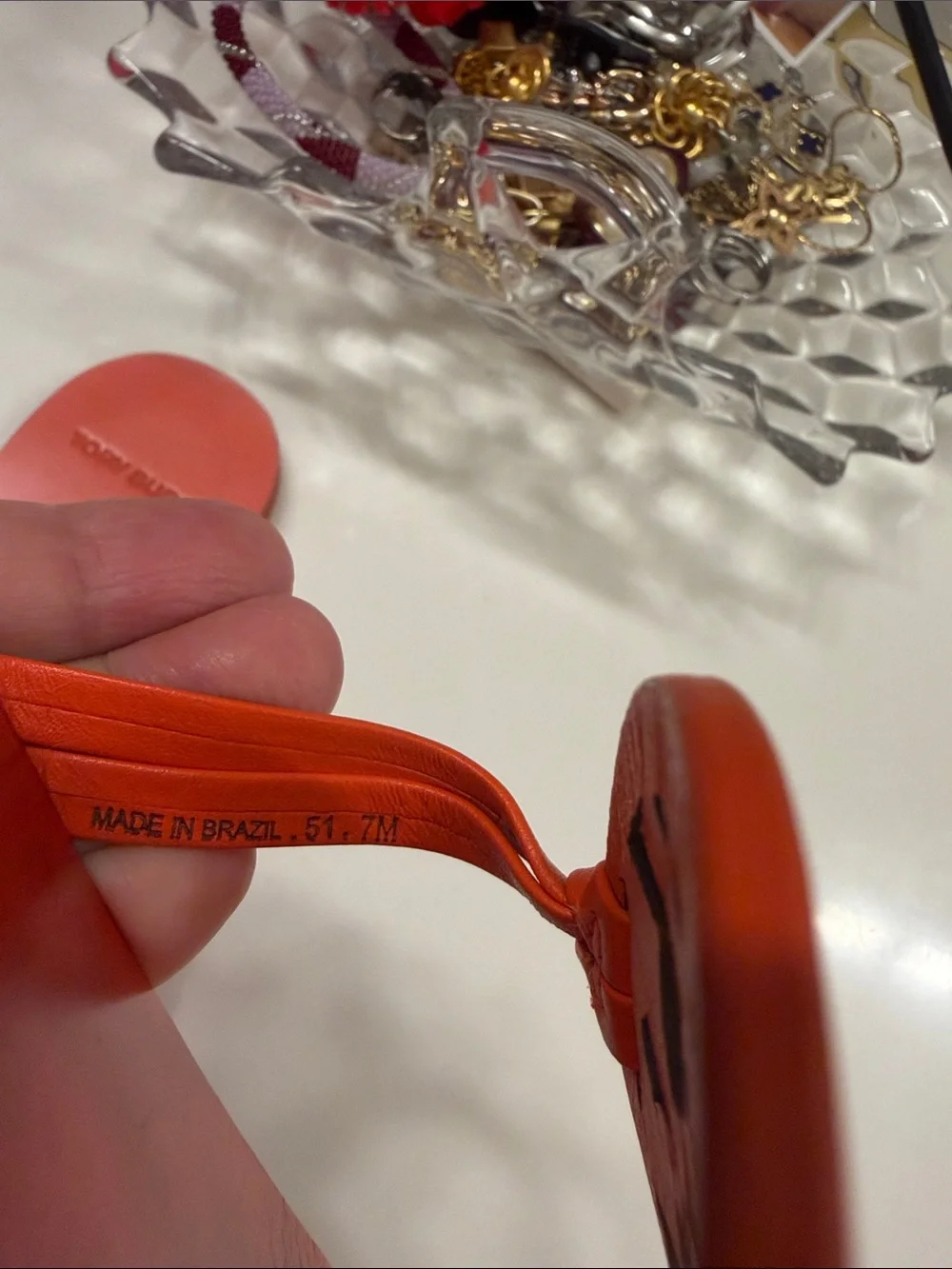Tory Burch Orange Logo Thong Sandals